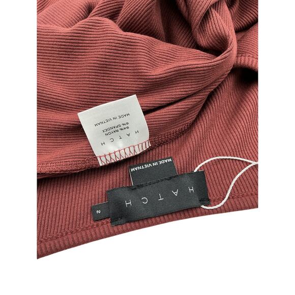 Hatch The Longsleeve Brown Rayon Rib Dress Size 2 - Picture 4 of 4